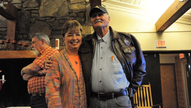 Don Collins and his wife Pam on Nov. 7, 2107, moments after Don was elected mayor of Black Mountain.