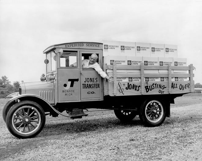 A 1923 Ford Model T used as a one-ton stake bed truck for transporting freight.