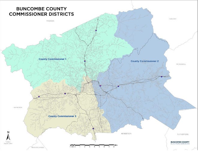 Buncombe County Commissioner Districts, January 2020