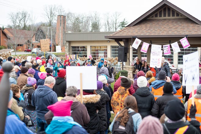 A large crowd gathered for the Black Mountain Women's March on Jan. 18, 2020.