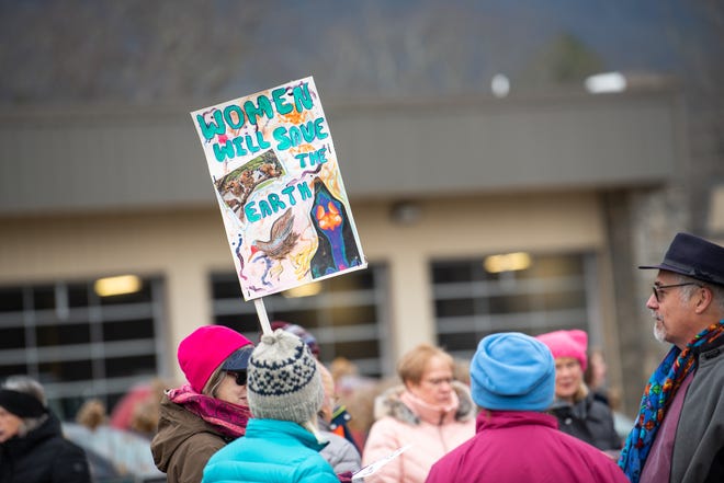 A large crowd gathered for the Black Mountain Women's March on Jan. 18, 2020.